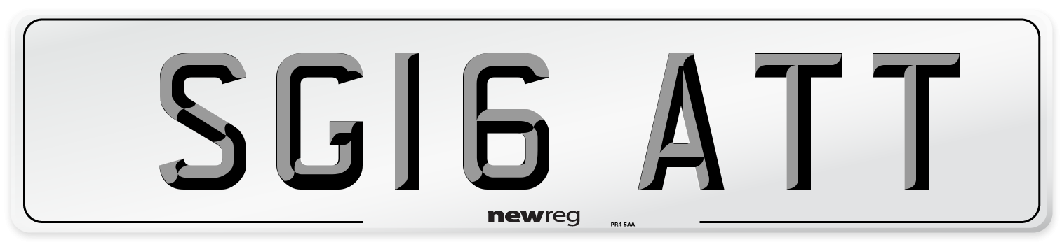 SG16 ATT Number Plate from New Reg